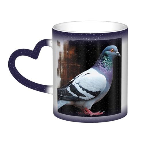 VducK Tasse mit Tauben-Druck, Farbwechsel, 325 ml, personalisierbar, magische Tasse, Teetasse, Keramik-Kaffeetasse, wärmeaktivierte Farbwechsel-Tasse, SD53FGSD23G von VducK