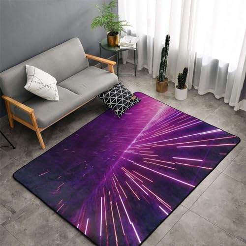 VducK Teppich für Wohnzimmer, 150 x 100 cm, violett, heller Teppich für Schlafzimmer, waschbar, moderne Bodenteppiche, rutschfester Teppich für Wohnzimmer, Schlafzimmer, Balkon, Nachttisch von VducK