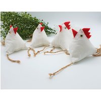 Hühner Aus Stoff Weiß Frühlingsdeko Ostern Dekoration Frühling Osterndeko Tischdeko Fensterschmuck Wanddeko von VeGa1604
