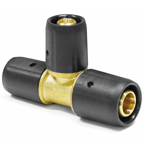 Pipetec Steckfitting T-Stück 20 x 2mm - 16 x 2mm - 20 x 2mm für Aluverbundrohr DVGW, Mehrschichtverbundrohr Stecksystem Fitting Verbinder Verbindungsstück Abzweig Abgang von VeTe Markt