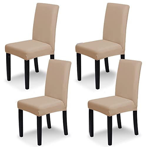 Veakii Chair Covers 4 Pieces Elastic modern Protector Chair Covers, bi-Elastic Fitted Cover, Easy to clean and Durable universal (4 Pieces, Kahki) von Veakii