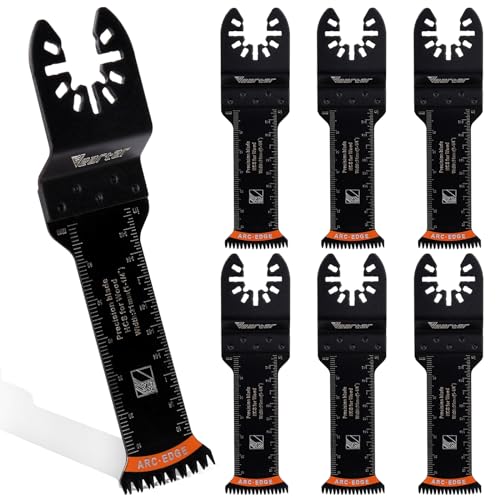 Vearter 31mm Multitool Sägeblätter 7Tlg/Set, HCS Oszillationswerkzeug Extra Langes Japanische Zähne Bogenkante, Multitool Zubehör Werkzeug für Weiches & Hartes Holz, Kunststoff, Trockenbau, Gipskarton von Vearter