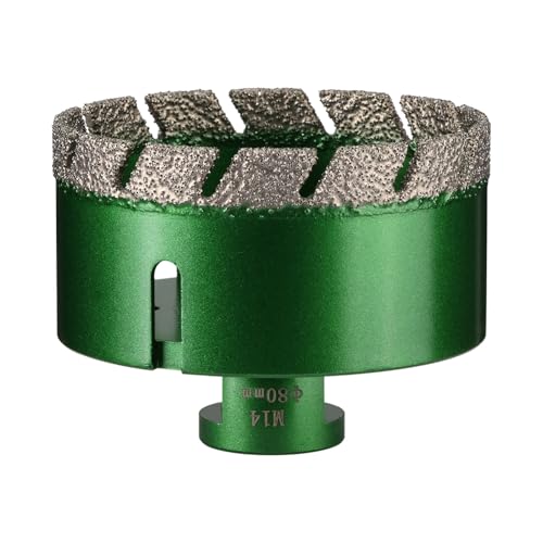 Vearter 80mm Trocken Fliesenbohrer, M14 Gewindeanschluss Vakuumgelötete Lochsäge Diamantbohrer für Mauerwerk, Bohrkrone für Fliesen, Marmor, Granit, Porzellan, Beton und Quarzstein Vearter 80mm Trocken Fliesenbohrer, M14 Gewindeanschluss Vakuumgelötete Lochsäge Diamantbohrer für Mauerwerk, Bohrkrone für Fliesen, Marmor, Granit, Porzellan, Beton und Quarzstein von Vearter