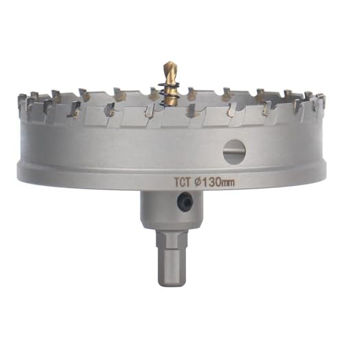 Vearter 130mm Hartmetall Lochsäge, TCT Lochbohrer Bohrer mit Zentrierbohrer, Hartmetallbohrer für Metall, Edelstahl, Baustahl, Aluminium, Kupfer, Eisen, Kunststoff, Glasfaser Vearter 130mm Hartmetall Lochsäge, TCT Lochbohrer Bohrer mit Zentrierbohrer, Hartmetallbohrer für Metall, Edelstahl, Baustahl, Aluminium, Kupfer, Eisen, Kunststoff, Glasfaser von Vearter