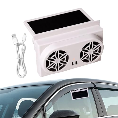 Car Window Fan Solar Powered, Rechargeable Ventilation Fan, 6.3x3.94x1.38 Inches Easy to Install Electric Exhaust Vent Cooling Device for Travel Driving Outdoor, Vehicle Interior von Veasbuu