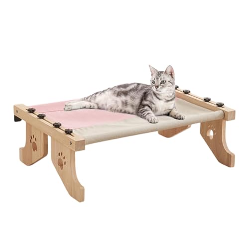 Katzenhängemattenbett, Katzenfenstersitz, Holz & robuster Metallrahmen, einfache Sitzstange für Fensterbank, stabiler Kätzchenflügel, 55 x 37 x 17 cm, für große Katzen und Kätzchen von Veasbuu