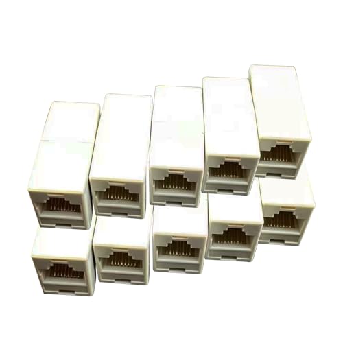 RJ45 Coupler, Female to Female LAN Adapter, 10 Pack Network Double Straight Head Connector, Modular Plug Joiner for Solid Wire and Standard Ethernet Cable Extension von Veasbuu