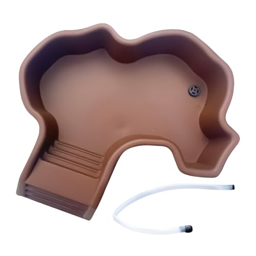 Reptile Bathing Pool, Tortoise Water Bowl with Ramp, 13.98x12.6x2.76 Inches Easy Clean Soaking Tub Animal Ideal for Breeding Enclosure Landscaping in Garden, Balcony and Terrariums von Veasbuu
