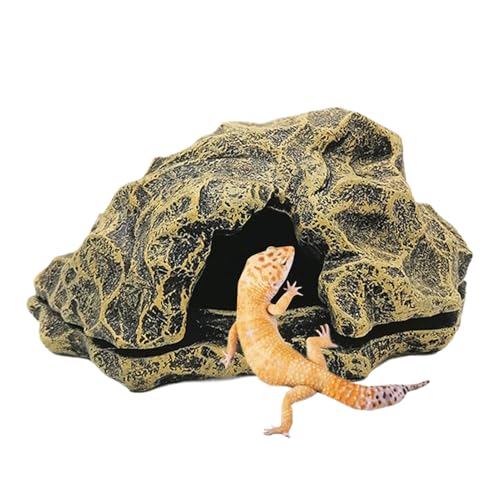 Reptile Shelter, Terrarium Resin Fake Rock Bearded Dragon Cave, 6.3x5.31x2.95 Inches Hiding Spot for Ball Pythons, Tortoises, Small Reptiles, Aquarium and Fish Tank Landscape Decor von Veasbuu