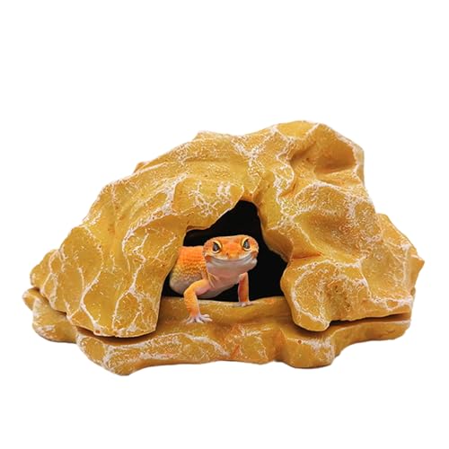 Reptile Shelter, Terrarium Resin Fake Rock Bearded Dragon Cave, 6.3x5.31x2.95 Inches Hiding Spot for Ball Pythons, Tortoises, Small Reptiles, Aquarium and Fish Tank Landscape Decor von Veasbuu