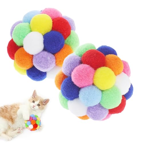 Vebetter Filzbälle für Katzen - 9 Stück Spielzeug Bälle, Katzenbälle aus Filz, Weiche Bälle, Kätzchen Pom Poms, Indoor Spielzeug, Pompon Ball 4.5 cm von Vebetter