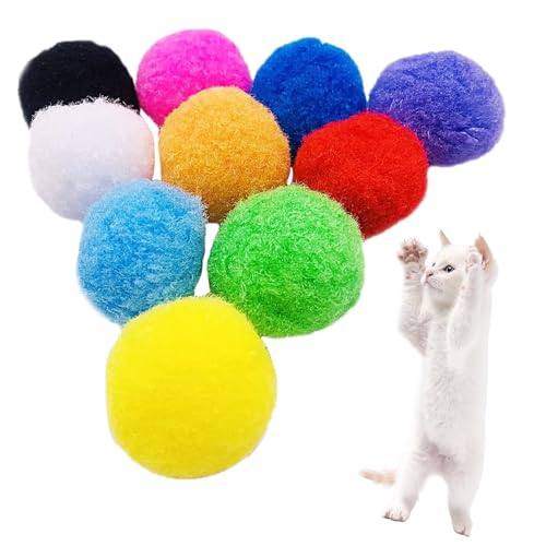 Vebetter Filzbälle für Katzen, 10 Stück Katze Spielzeug Bälle, Katzenspielzeug, Katzenbälle aus Filz, Weiche Katze Bälle, Kätzchen Pom poms Ball, Katze Spielen Spielzeug Indoor, Pompon Ball 4 cm. von Vebetter