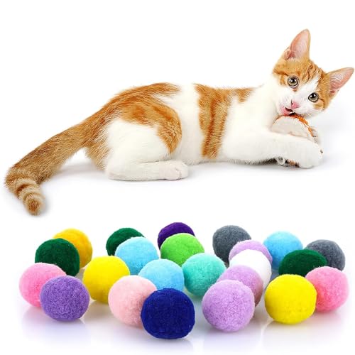 Vebetter Filzbälle für Katzen, 20 Stück Katze Spielzeug Bälle, Katzenspielzeug, Katzenbälle aus Filz, Weiche Katze Bälle, Kätzchen Pom poms Ball, Katze Spielen Spielzeug Indoor, Pompon Ball 5 cm. von Vebetter