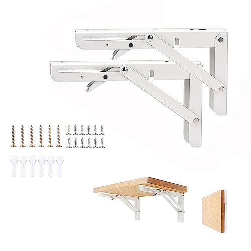Vebetter Klappkonsole 250mm, 2 Stück Schwerlast, Edelstahl Klapptisch Wand, Klappregalhalterungen, Tragfähigkeit 60kg, Für Platzsparende Haus Küche Büro Wandmontage von Vebetter