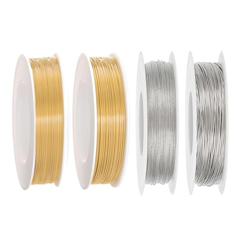 Vebetter Schmuckdraht, 4 Rollen Draht Zum Basteln 0.3mm/0.4mm, 50m/Roll Bindedraht Modellierdraht, Rostfrei Mit Container von Vebetter