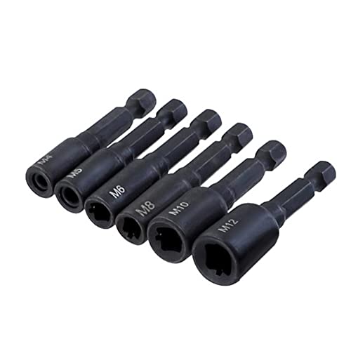 Veciado 1/4 Sechskantschaft Gewindebohrer Adapter M12 HSS Gerade Geriffelter Gewindebohrer für Maschinelles Gewindeschneiden Gewindewerkzeug 6 StüCke von Veciado