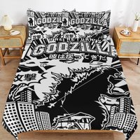 Bettbezug Godzilla Bettwäsche Set Ihr Text Geschenk von VectorMerchShop