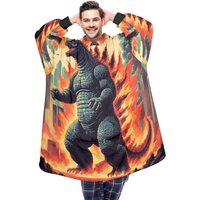 Decke Hoodie Personalisierte Decken Hoodie, Der Eine Retro Vintage Godzilla Kaiju Gojira Cartoon Comics Ist von VectorMerchShop