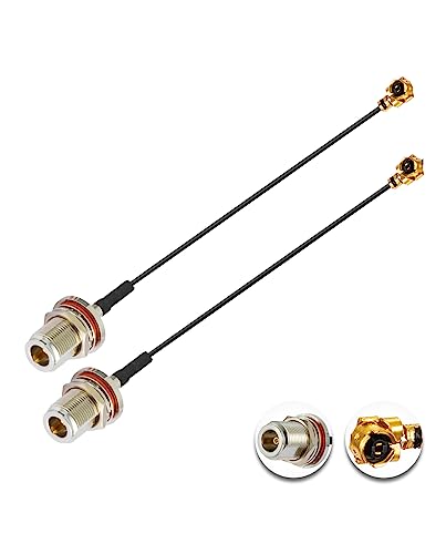 Vecys 2PCS U.FL IPEX zu N Typ Buchse Low Loss Koaxialkabel 4" /10CM U.fl/IPEX 1.13mm Mini-Koaxial Pigtail Kabel für Wireless Router Mini PCIE Netzwerkkarten PCI Wi-Fi WAN Repeater von Vecys