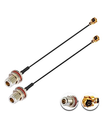 Vecys 2PCS U.FL IPEX zu N Typ Buchse Low Loss Koaxialkabel 6" /15CM U.fl/IPEX 1.13mm Mini-Koaxial Pigtail Kabel für Wireless Router Mini PCIE Netzwerkkarten PCI Wi-Fi WAN Repeater von Vecys