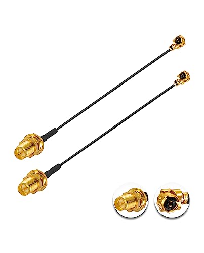 Vecys 2 Stück U.F.L1 zu RP-SMA Buchse Low Loss Koaxialkabel 2" /5CM U.F.L1 1.13mm Mini-Koaxial Pigtail Kabel für Wireless Router Mini PCIE Netzwerkkarten PCI Wi-Fi WAN Repeater von Vecys