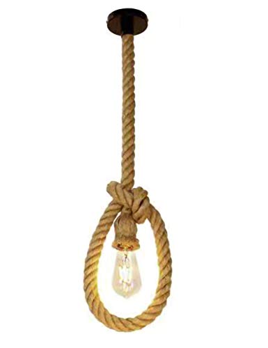 Vecys Hanf Seil Single Head Pendelleuchte, Vintage Seil Lampen Hanf Seil Lampe für Cafe Restaurant Bar etc (50CM) von Vecys