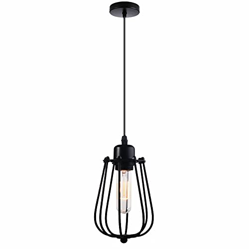 Vecys Lampa Wisząca w Stylu Vintage E27 Industrielle Vintage Pendelleuchte Lampa Wisząca w Stylu Retro aus Metall mit Käfigschirm Durchmesser 11,5 cm / 4,53 Zoll do Kuchni Restauracji von Vecys