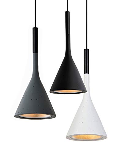 Vecys Pendelleuchte E27 Trichter Kronleuchter Harz Kunstzement Imitation Minimalist Modern Nordic für Büro Restaurant Cafe Bar Hotel Light Restaurant 1 Stück （Schwarz） von Vecys