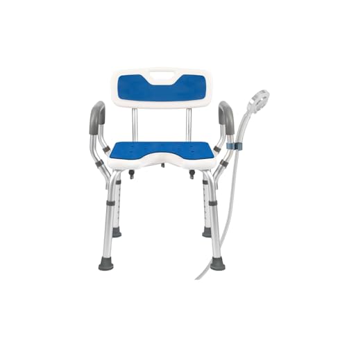 VED Duschstuhl, U-förmige Duschsitze mit Armlehne und Rückenlehne, 6-Fach höhenverstellbarer Duschhocker,Rutschfester Badezimmersitz für Senioren,(330 lb Capacity 55.88 * 34.29 * 34.29 cm) von Ved