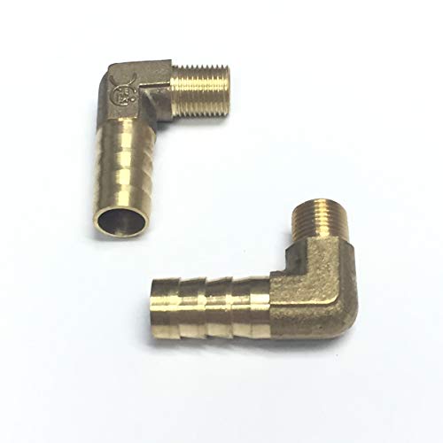 Veda 2pecs 90-Grad-Winkel, 10 mm auf 1/8 Zoll BSP-Gewinde, massives Messing, Schlauchendstück, Widerhaken auf BSP-Außengewinde, Teich-/Pool-/Schlauch-Adapter von VEDA