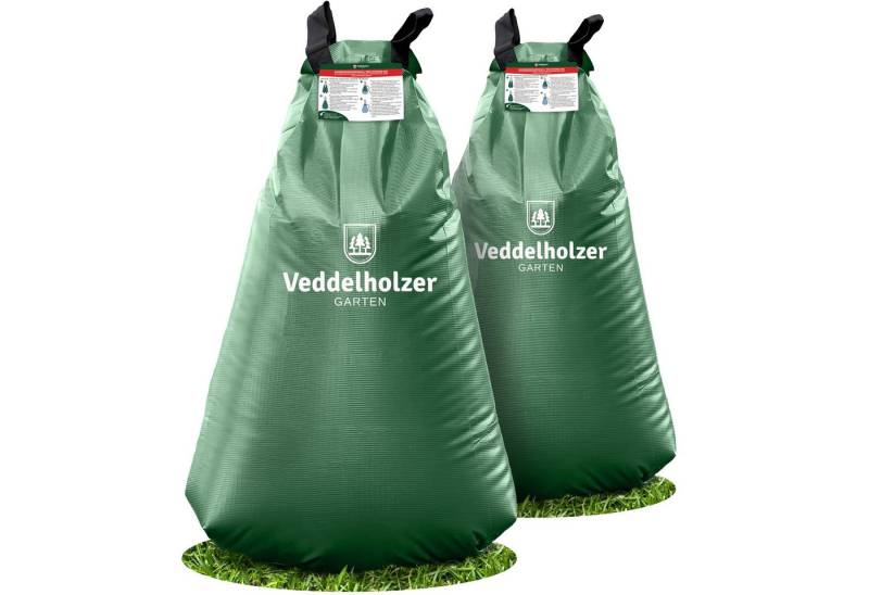 Veddelholzer Bewässerungssystem 2x75l Baumbewässerungssack Reißverschluss kombinierbar Diebstahlschutz, (Miteinander Kombinierbar durch Reißverschluss, 2 mal 75 Liter), Robust und wetterbeständig für Bäume, Jungbäume und Sträucher. von Veddelholzer