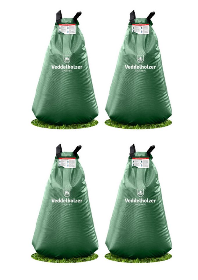 Veddelholzer Garten Bewässerungssystem 4x75l Baumbewässerungssack Reißverschluss kombinierbar Diebstahlschutz, (Miteinander Kombinierbar durch Reißverschluss, 4 mal 75 Liter), Robust und wetterbeständig für Bäume, Jungbäume und Sträucher. von Veddelholzer Garten