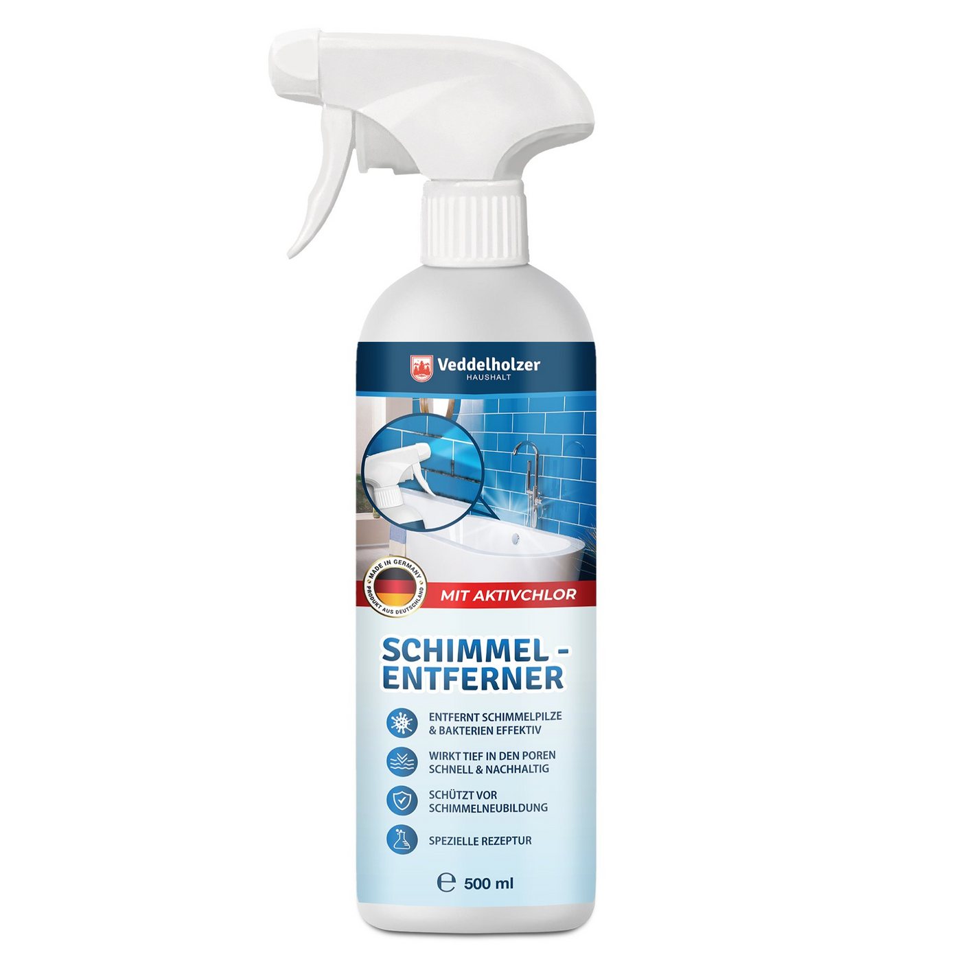 Veddelholzer Garten Premium Schimmelentferner mit Aktivchlor. Anti Schimmelspray Schimmelentferner (Einzelset, [- 500ml Schimmelentferner 500ml) von Veddelholzer Garten