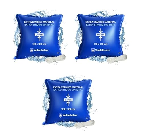 Veddelholzer 3Mal XXL 120 x 120 cm Luftkissen inkl. 12m Seil Poolkissen Winter zur Poolabdeckung Pool Zubehör Pool Wintermittel zur Pool Überdachung Abdeckung im Winter und bei schlechtem Wetter von Veddelholzer
