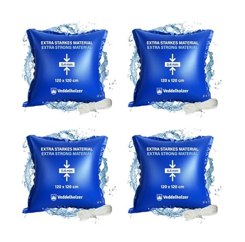 Veddelholzer 4Mal XXL 120 x 120 cm Luftkissen inkl. 16m Seil Poolkissen Winter zur Poolabdeckung Pool Zubehör Pool Wintermittel zur Pool Überdachung Abdeckung im Winter und bei schlechtem Wetter von Veddelholzer