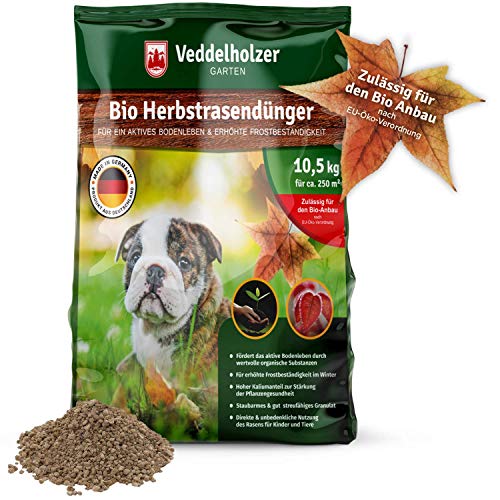 Veddelholzer Bio Herbstrasendünger mit Langzeit-Wirkung nachhaltiger Bodenaktivator mit Kalium organisch Herbstdünger zur Überwinterung Rasendünger Herbst Langzeitdünger für frostbeständigen Rasen von Veddelholzer