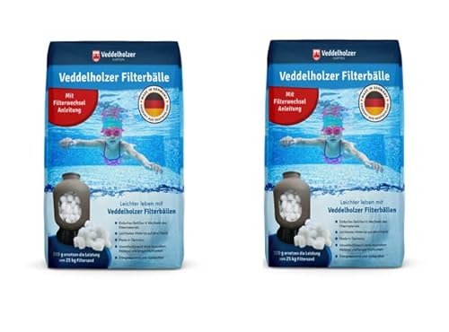 Veddelholzer Pool Filterbälle leichtestes Material für Beste Leistung ersetzt 50kg Filtersand Quarzsand aus Deutschland Poolzubehör Poolreiniger Sandfilteranlage für Salzwasser geeignet von Veddelholzer