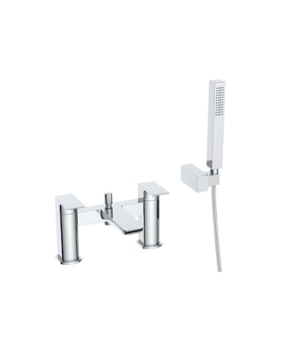 VeeBath Lagoon Soft Square Bath Shower Mixer - Chrome Finish with Square Showerhead, Dual Lever Control, G3/10.2 cm BSP Inlet, Deck Mounted Bathroom Taps with Shower VeeBath Lagoon Soft Square Bath Shower Mixer - Chrome Finish with Square Showerhead, Dual Lever Control, G3/10.2 cm BSP Inlet, Deck Mounted Bathroom Taps with Shower von VeeBath