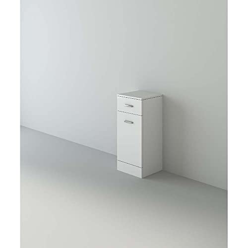 VeeBath NLSW300 Linx Freistehender Wäscheschrank für Badezimmer, 350 x 300 mm, weiß, glänzend, 350x300mm von VeeBath