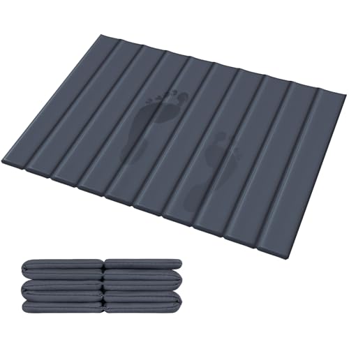 Veeloim Faltbare Stein-Badematte, Kieselgur-Badematte mit rutschfester Matte, leicht zu reinigen, super saugfähige Badezimmer-Bodenmatte von Veeloim