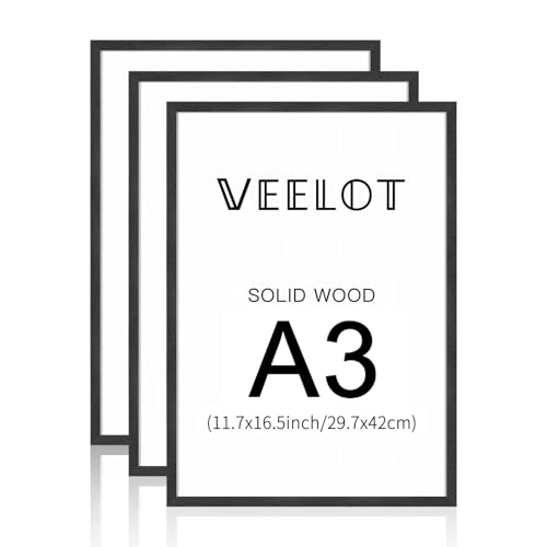 Veelot A3 Bilderrahmen, Massivholz Fotorahmen, für Collage Galerie Zertifikate Wandmontage Display, 29.7x42cm, 3er Set Veelot A3 Bilderrahmen, Massivholz Fotorahmen, für Collage Galerie Zertifikate Wandmontage Display, 29.7x42cm, 3er Set von Veelot