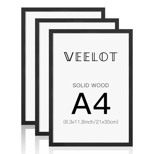 Veelot A4 Fotorahmen schwarz Massivholz Fotorahmen 3er Set mit HD Ple-xiglas für Galerie Urkunde Dokument Heimdekoration (21x30cm) Veelot A4 Fotorahmen schwarz Massivholz Fotorahmen 3er Set mit HD Ple-xiglas für Galerie Urkunde Dokument Heimdekoration (21x30cm) von Veelot