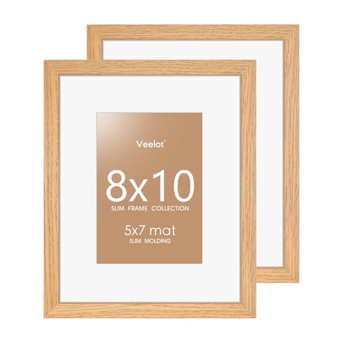 Veelot® 2 x Bilderrahmen mit bruchfestem HD-Plexiglas – Verwendung als 12,7 x 17,8 cm Rahmen mit Passepartout oder Display 20,3 x 25,4 cm Foto ohne Passepartout – Bilderrahmen für Tischplatte und Wand von Veelot