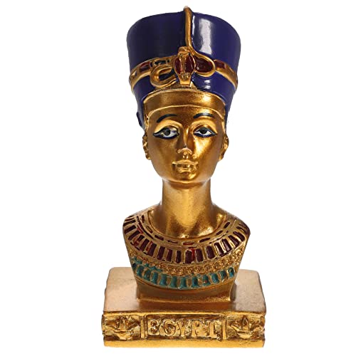 Veemoon Ägyptische Pharaoh Queen Statue Nefertiti Büste Figur alte Ägyptische Skulptur Desktop Ornament Harz Handwerk für die Dekoration von Büro zu Hause von Veemoon
