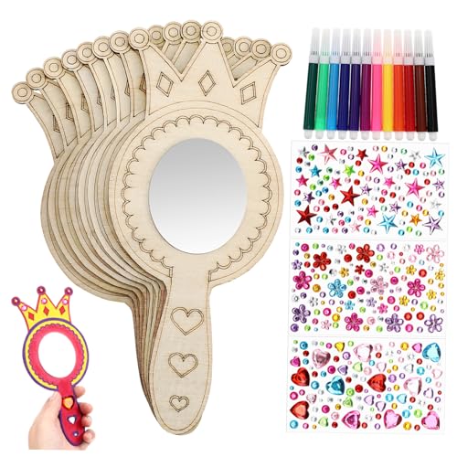 Veemoon 1 Satz DIY Holzspiegel Bastelset für Teiliges mit Handlichem Krone Spiegel Wasserfarben und Aufkleber Diamanten für Mädchen Kreative Bastelaktivitäten und Geburtstagsfeiern Veemoon 1 Satz DIY Holzspiegel Bastelset für Teiliges mit Handlichem Krone Spiegel Wasserfarben und Aufkleber Diamanten für Mädchen Kreative Bastelaktivitäten und Geburtstagsfeiern von Veemoon