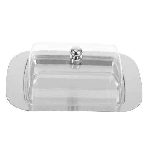 Veemoon 1 Satz Küchenbutterkiste Butterdosen mit Deckel rostfrei Butter Keeper Schale Butterschale mit Deckel Tablett luftdichtes Buttergericht Butterhalter aus Edelstahl Stk Transparent von Veemoon