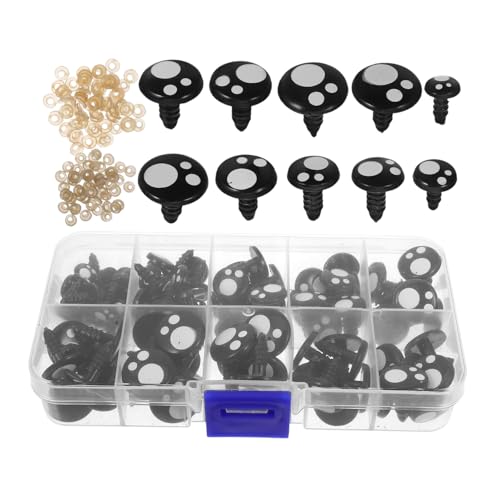 Veemoon 100 Stück Kawaii Sicherheitsaugen Kunststoff für Puppen Runde Schwarze Augen mit Unterlegscheiben für Amigurumi Plüschtiere und DIY Bastelprojekte von Veemoon