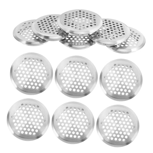 Veemoon 12 Stück Lüftungsnetzabdeckung runde Lüftungsabdeckung aus Metall runder Luftauslass aus Mesh Lüftungsloch im Kleiderschrank runde Öffnungen Möbellüfter Rostfreier Stahl Silber von Veemoon