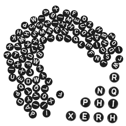 Veemoon 1Tasche Acryl Buchstabenperlen Beutel Schwarze DIY Buchstabenperlen für Armbänder Schmuckherstellung Handgefertigte Armbandperlen Bastelbedarf für Projekte von Veemoon