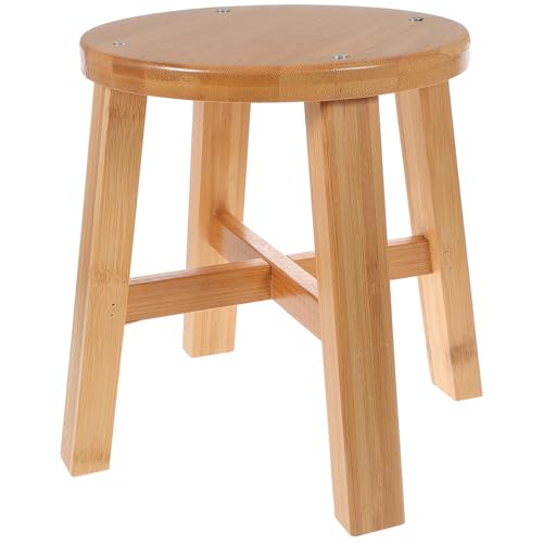 Veemoon 1stk Bambus Bank Rustikaler Minihocker Tritthocker Aus Holz Schuhwechselhocker Schmal Aus Holz Hocker Zum Händewaschen Runder Tritthocker Massiv Kleiner Hocker Aus von Veemoon